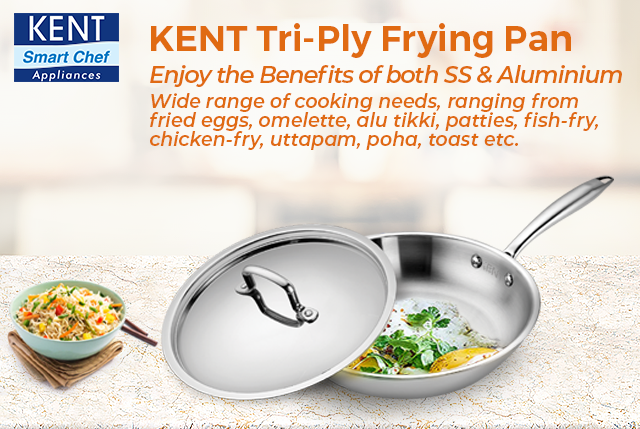KENT Tri-Ply Frying Pan with SS Lid 
