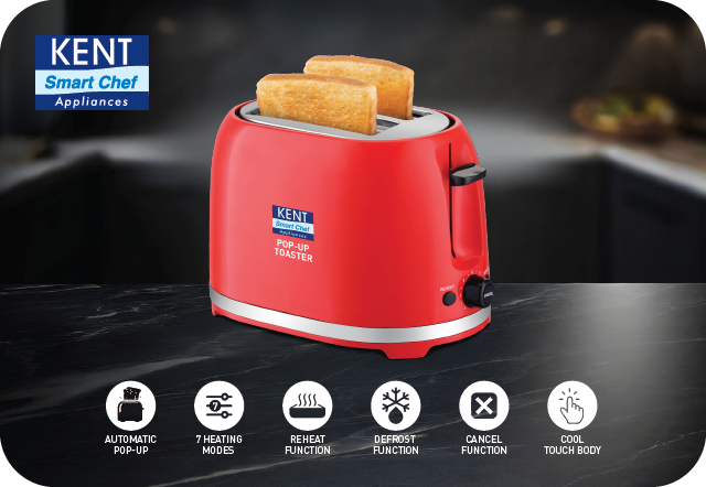 KENT POP-UP TOASTER-RED KENT POP-UP TOASTER-RED